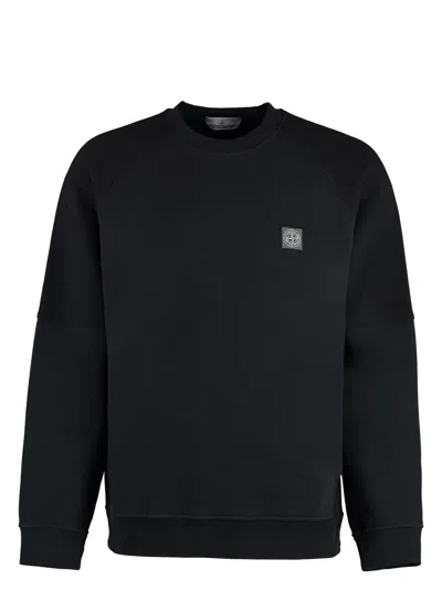 Stone Island Men's Cotton Crewneck Sweatshirt In Black