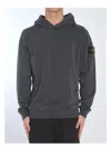 Stone Island Compass Patch Hooded Sweatshirt In Gray