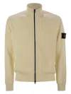Stone Island Logo Badge Cardigan Sweaters And Cardigans White
