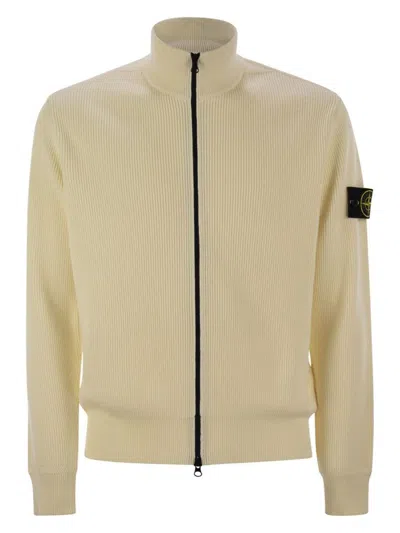 STONE ISLAND MEN'S COTTON KNIT CARDIGAN WITH ZIP