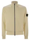Stone Island Logo Badge Cardigan Sweaters And Cardigans White In Cream