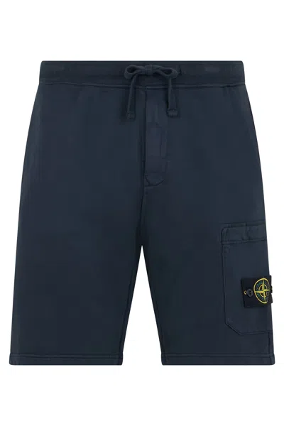 Stone Island Men's Cotton Mini Shorts In Blue
