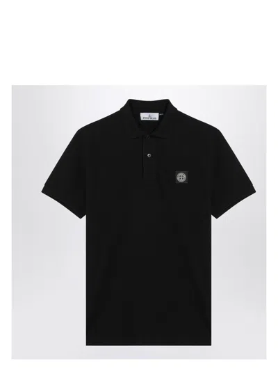 STONE ISLAND MEN'S COTTON POLO SHIRT WITH LOGO PATCH