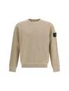 Stone Island Ribbed Cotton Crewneck Sweater For Casual Sophistication In Cream