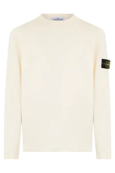 Stone Island Compass-badge Cotton Sweatshirt In White