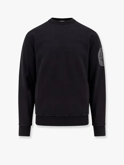 Stone Island Men Cotton Sweatshirt With Logo Embroidery On The Left Sleeve