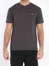 Stone Island Crewneck Cotton T-shirt Compass Patch In Black