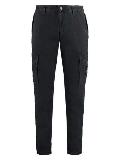 STONE ISLAND MEN'S COTTON TROUSERS WITH LOGO