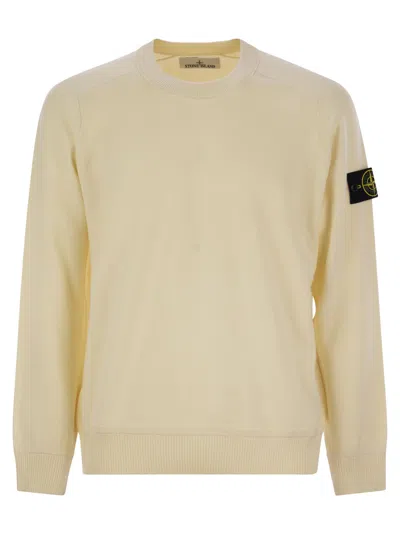 Stone Island Men Crew-neck Cotton Jersey In Cream