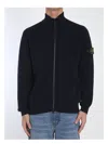 Stone Island Compass-badge Hooded Cardigan In Navyblue