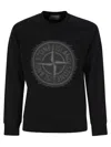 Stone Island Men Crew-neck Sweatshirt With Optical Three In Black