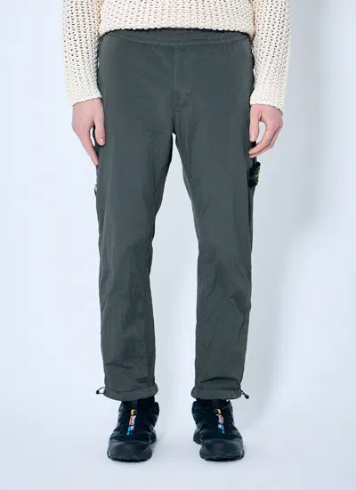 Stone Island Men Crinkled Track Pants In Green
