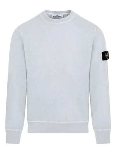 Stone Island Compass Patch Crewneck Sweatshirt In V0041 Sky Blue