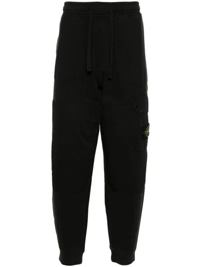 Stone Island Logo Badge Joggers In Black  