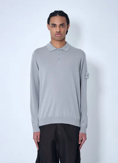 Stone Island Men Ghost Compass Patch Polo Shirt In Gray