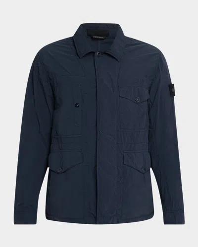 Stone Island Men's Ghost Nylon Field Jacket In Blue
