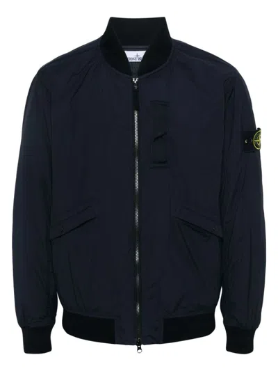 Stone Island Compass-patch Zipped Bomber Jacket In 0020