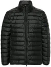 Stone Island Logo-patch Hooded Quilted Down Coat In Black
