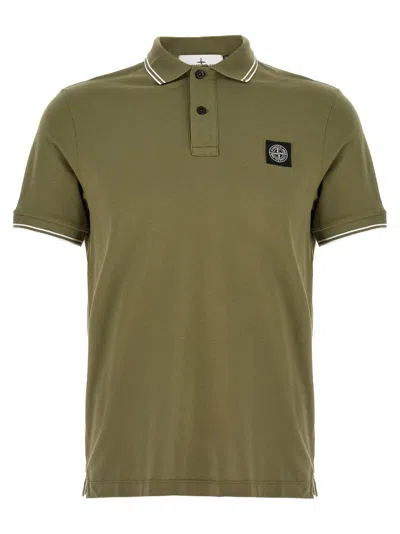 Stone Island Green Logo Patch Polo