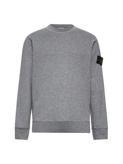 Stone Island Men Grey Cotton Crewneck Sweatshirt In Gray