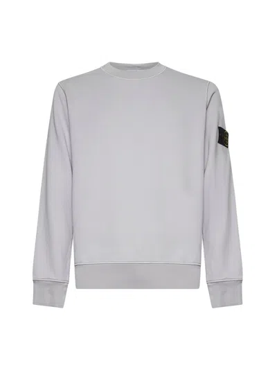 Stone Island Men Grey Cotton Crewneck Sweatshirt In Gray