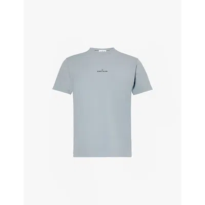 Stone Island Mens Grey Green Branded-print Short-sleeved Cotton-jersey T-shirt