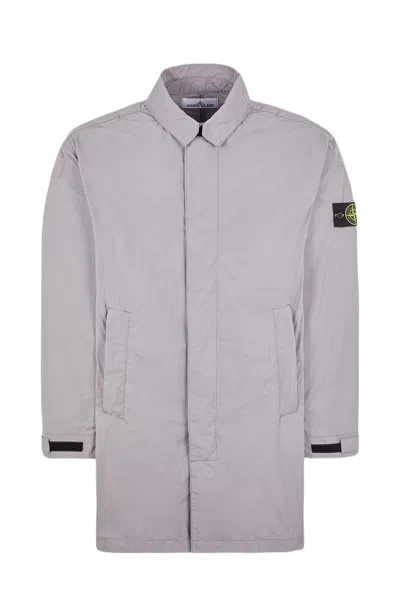 Stone Island Long Jacket Grey Polyester