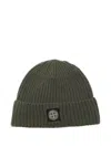 Stone Island Mens Green Brand-patch Ribbed Wool Beanie In Green