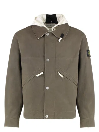 STONE ISLAND MEN'S HOODED COTTON JACKET