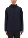 Stone Island Contemporary Hooded Jacket With Distinctive Logo Patch In Blue