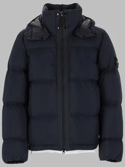 Stone Island Men's Hooded Puffer Jacket In Blue