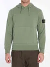 Stone Island Men Hoodie In Organic Cotton Fleece In Green