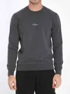 Stone Island Cotton Fleece Oversized Fit Sweatshirt With Industrial Four Print In Gray