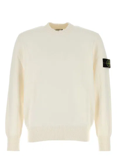 Stone Island Ivory Cotton Blend Sweater In White
