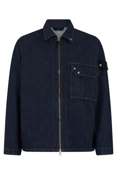 Stone Island Men's Jacket In Denim In Blue