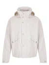 Stone Island White Jacket With Buttons And Hood