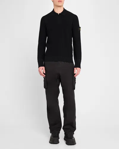 Stone Island Men's Knit Quarter-zip Sweater In Black