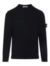 Stone Island Ribbed Wool Turtleneck Sweater Clothing In Blue