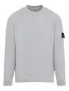 Stone Island Grey Wool Sweater With Logo In Gray