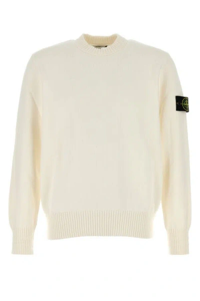 Stone Island Crewneck Knit In Soft Organic Cotton With Micro Stitching In Beige