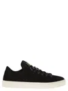 Stone Island Black Low Top Sneakers With Logo Patch On The Tongue In Suede Man In Black