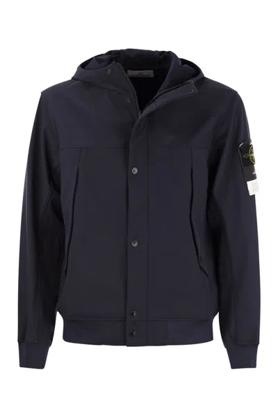 Stone Island Compass Motif Jacket For Men In Blue