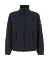 Stone Island Stretch Polyester Jacket Elastic Cuffs High Collar In Black