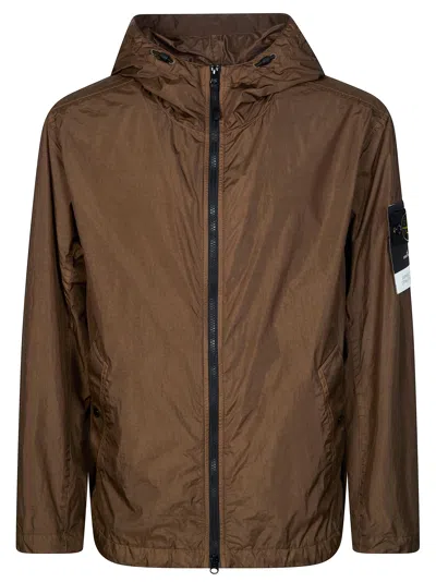 Stone Island Men's Lightweight Windbreaker Jacket In Brown