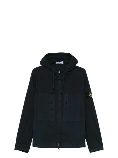 STONE ISLAND MEN'S LOGO COTTON BLOUSON JACKET