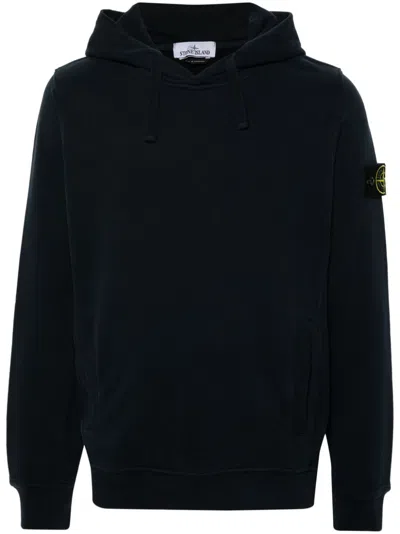 Stone Island Men's Logo Cotton Hoodie In Blue