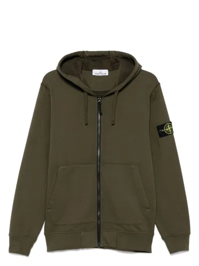 STONE ISLAND MEN'S LOGO COTTON ZIPPED HOODIE