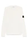Stone Island Ivory Wool Blend Crewneck Sweater In White