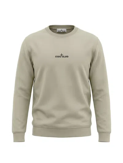 Stone Island Men's Logo Crewneck Sweatshirt With Back Print In Verde