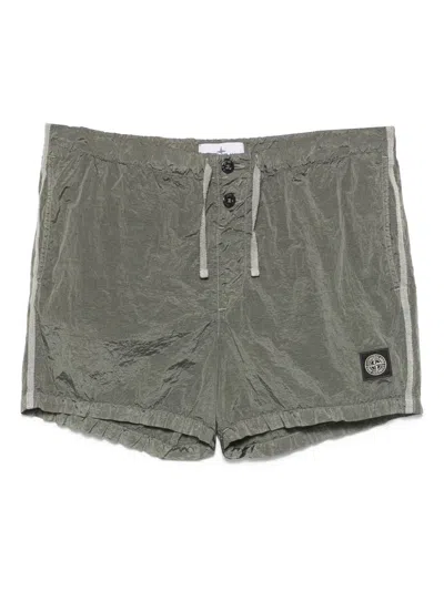 Stone Island Men Logo Nylon Swim Shorts In Green